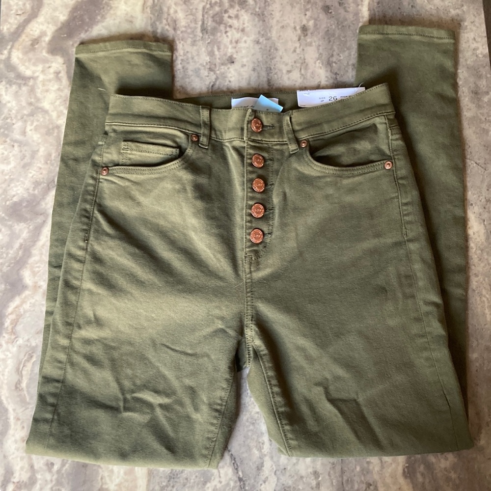 LOFT Olive Green High Rise Jeggings 2 Petite 26 Petite